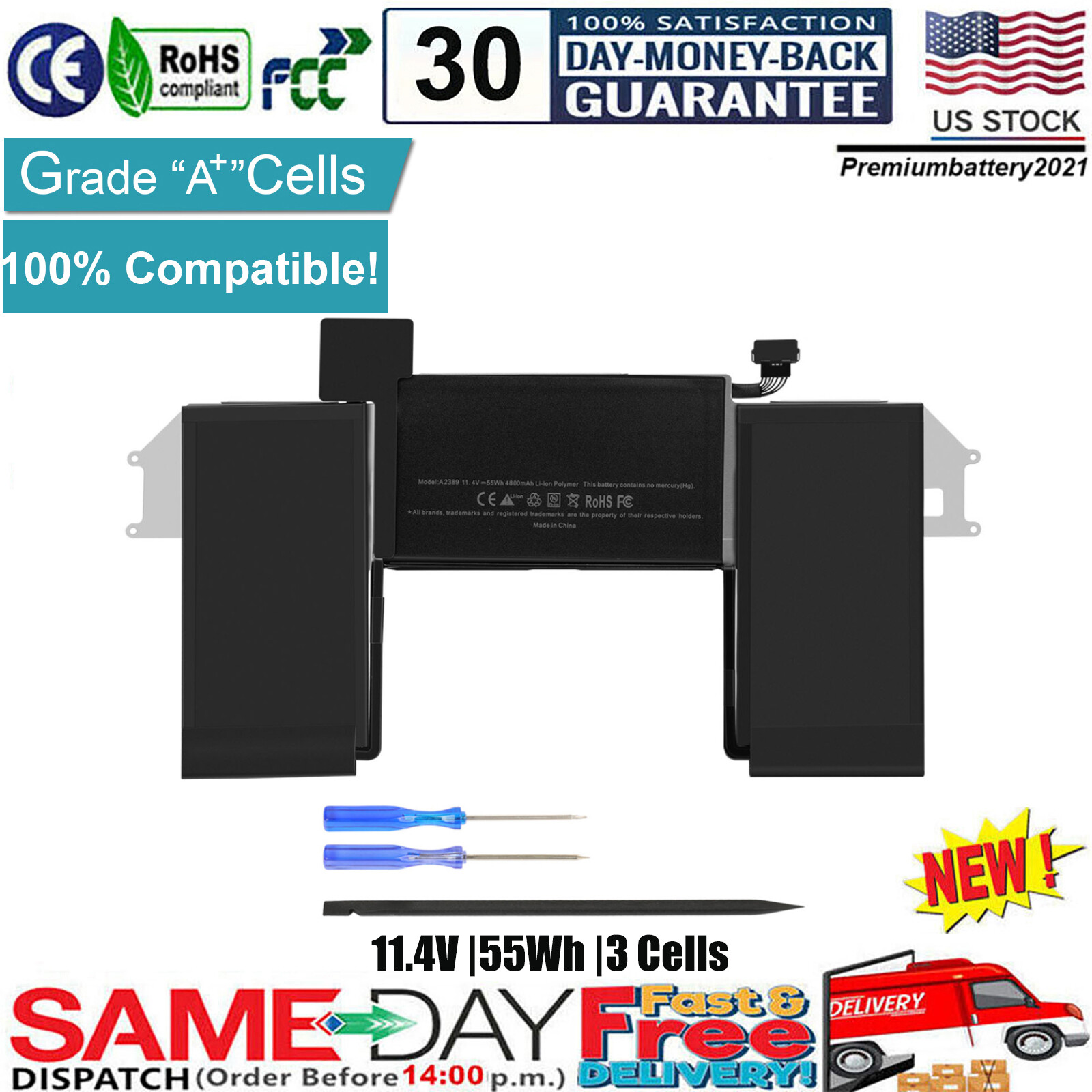 ✅A2389 A2337 Battery for Apple MacBook Air 13" A2337 Air M1 Entry 2020 EMC 3598