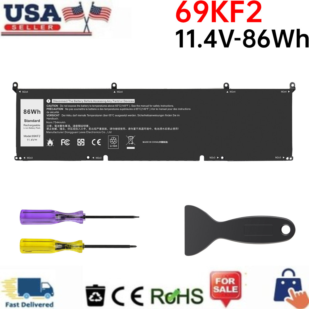 86Wh 69KF2 LAPTOP Battery For Dell Alienware M15 M17 R3 XPS 15 9500 8FCTC 70N2F