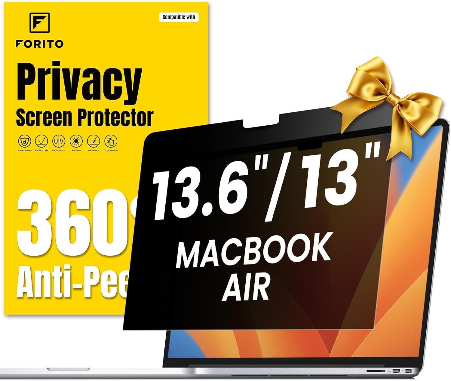 360° Privacy Screen Protector Compatible with MacBook Air 13.6 inch (2022-2025)