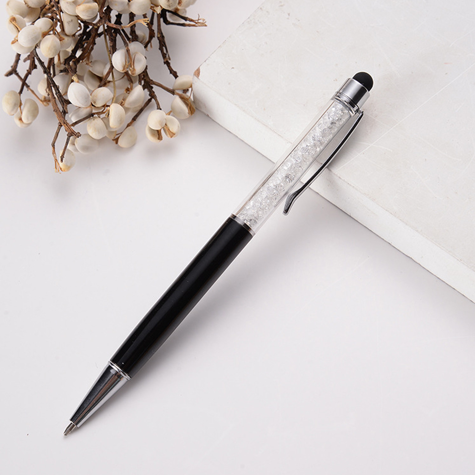 Women Girls Gift Bling 2-in-1 Slim Crystal Diamond Stylus Pen Ink Ballpoint Pens