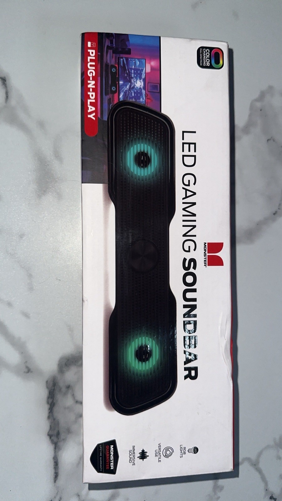 Monster Compact Design LED PC Gaming Soundbar RGB Light USB Connect (NEW)