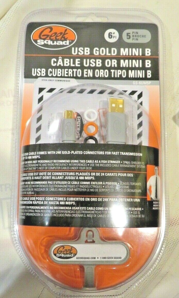 Geek Squad - 6' USB 2.0 Mini B Cable Model # GS-6UM5P (Brand New) 