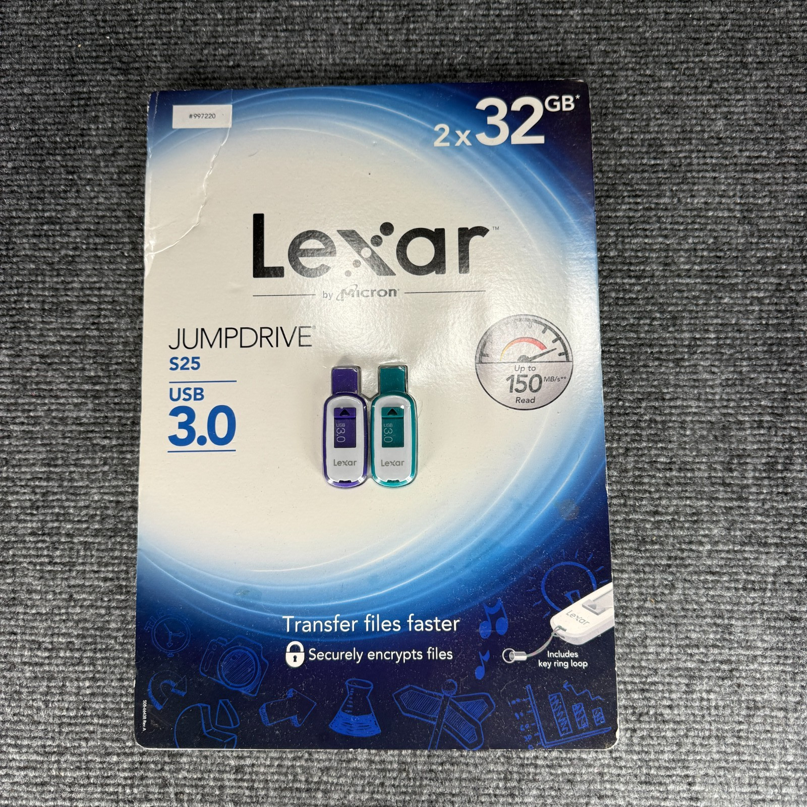 Lexar Micron 2 Pack 32GB Jumpdrive S25 USB 3.0 NEW Unopened