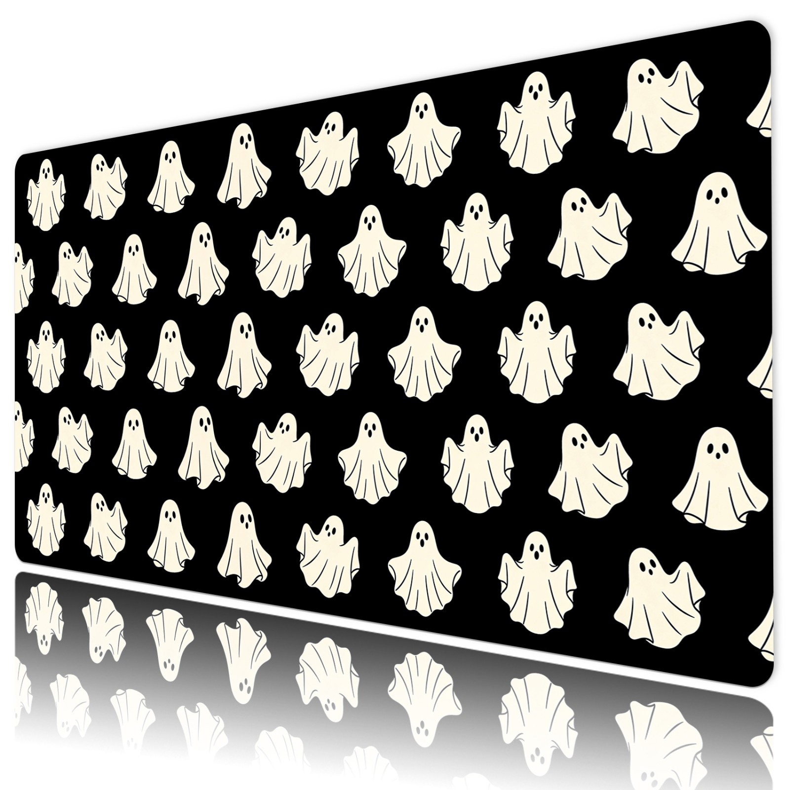 Halloween Ghost Mouse Pad White Black Desk Mat for Keyboard and Mouse Desk Pad