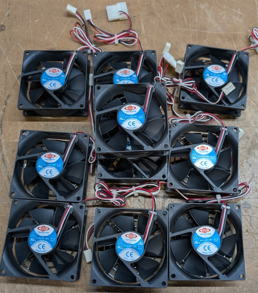 Lot of 10 Top Motor High Speed Fan Dynaeon DF128025BU 80mm 12V Dual Ball 4000RPM