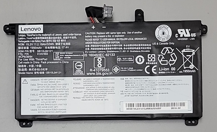 Genuine Lenovo SB10L84121 Battery- 15.2v / 32Wh