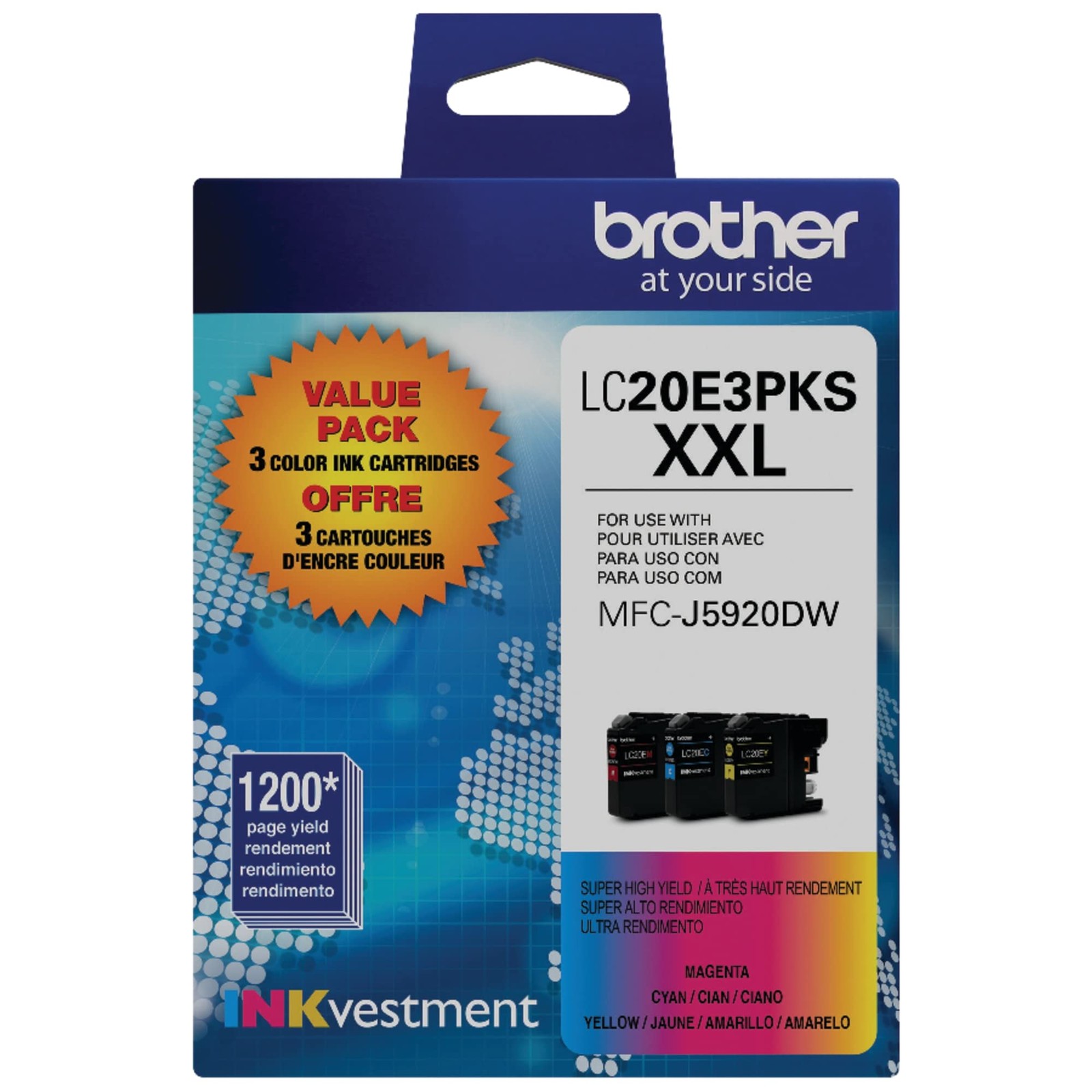 Brother Genuine High Yield Color Ink Cartridge, 3 Pack of Standard, Colors 
