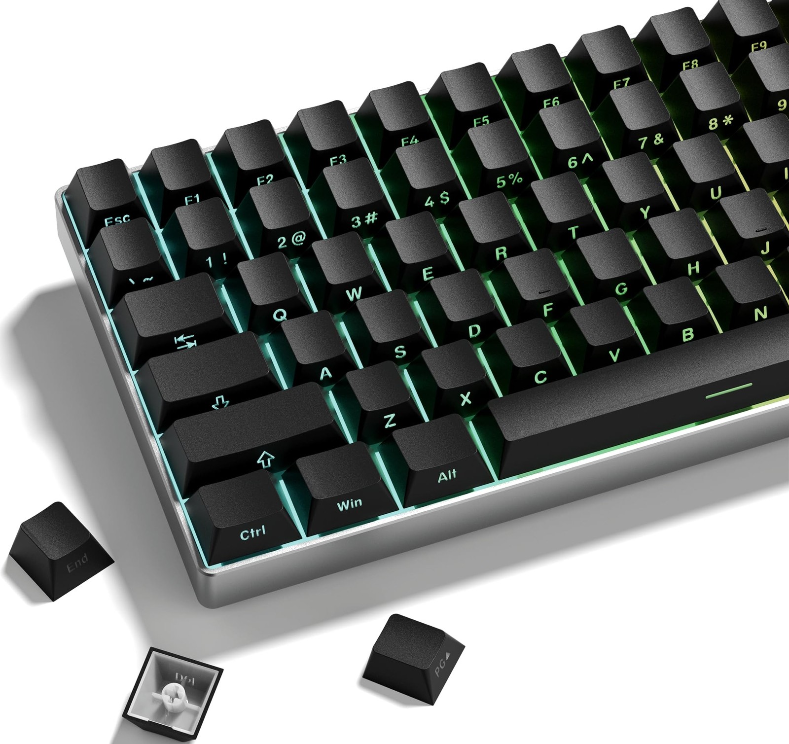 Black Japanese Style Double Shot PBT OEM Profile Shine Through Keycaps Set Hub