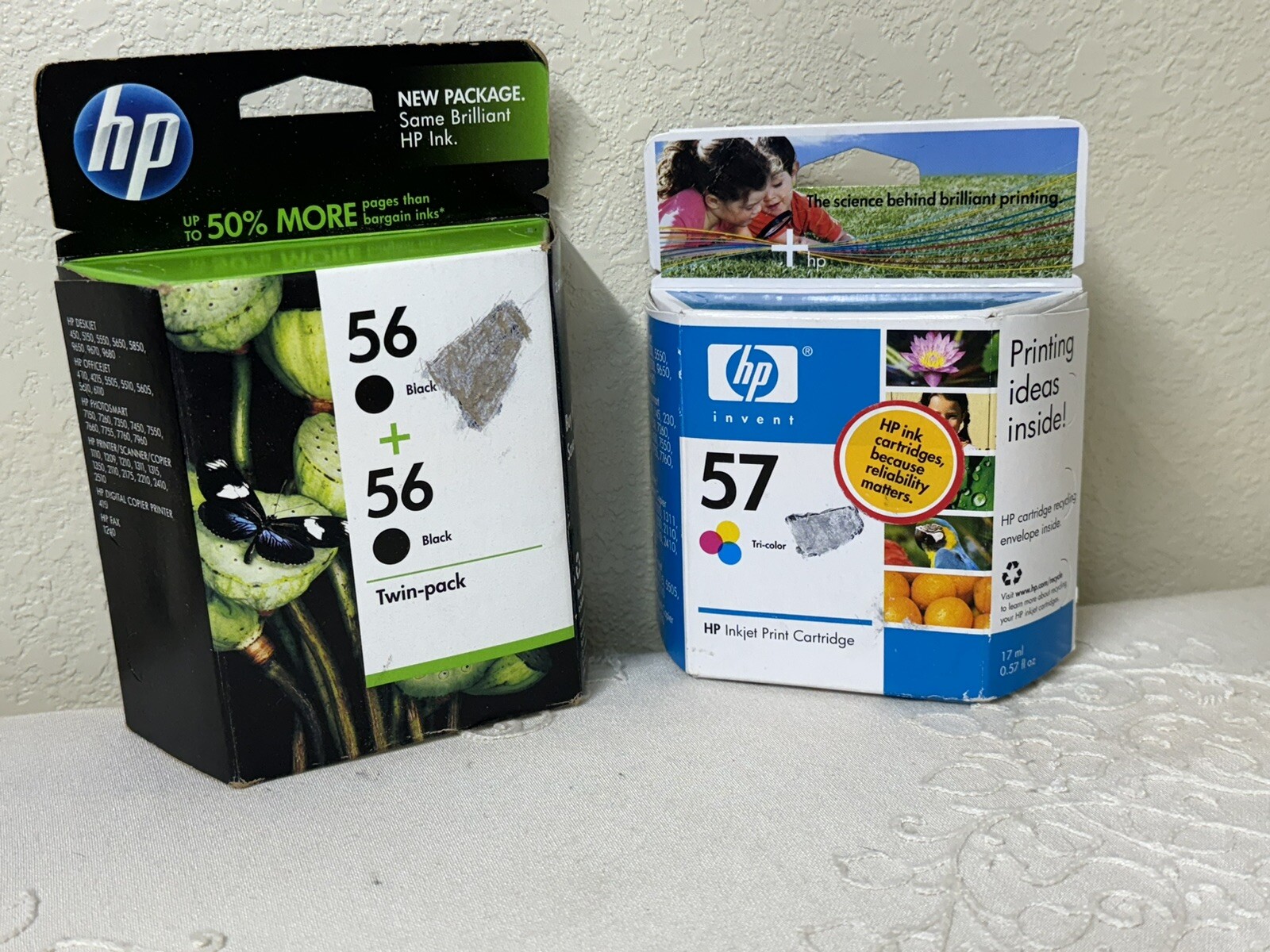 2 x HP 56 Black / HP 57 Color Ink Cartridges: 3 Total Inks - Genuine