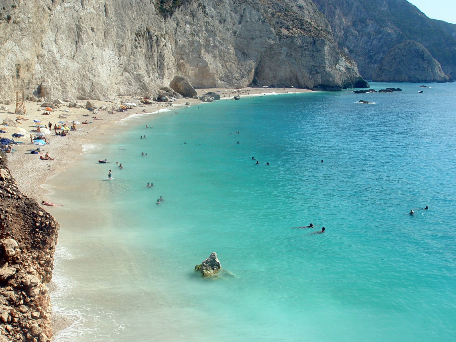 Landscape lefkada greece beach people cliff bay outdoors Custom Gaming Mat Desk