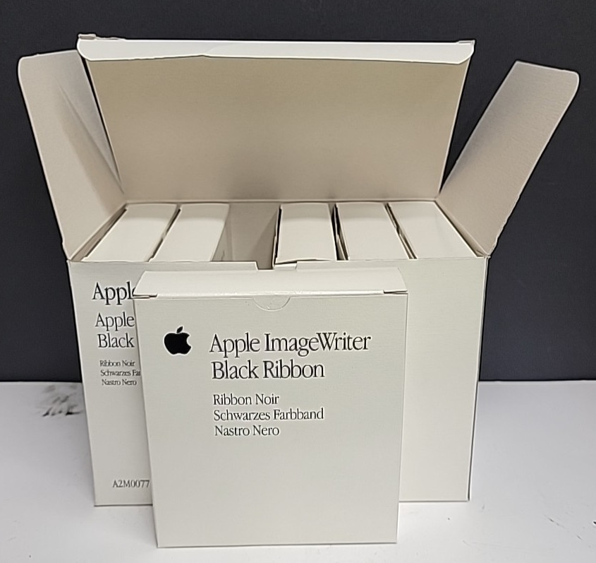 6 Vtg 1993 Apple Imagewriter Genuine Black Ribbons STILL SEALED, ORIGINAL BOX