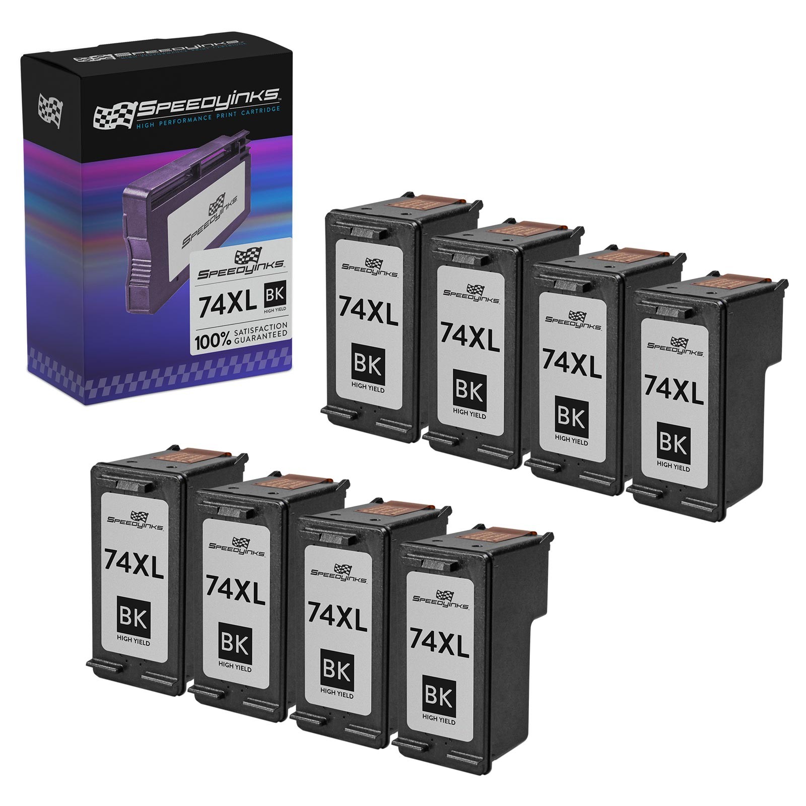 8pk Reman replacement for HP 74XL / CB336WN High Yield Black Ink Cartridge