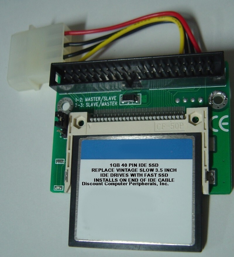 Replace Worn Out 3.5" IDE Drives with this 1GB SSD IDE 40 PIN MALE CF SSD Drive