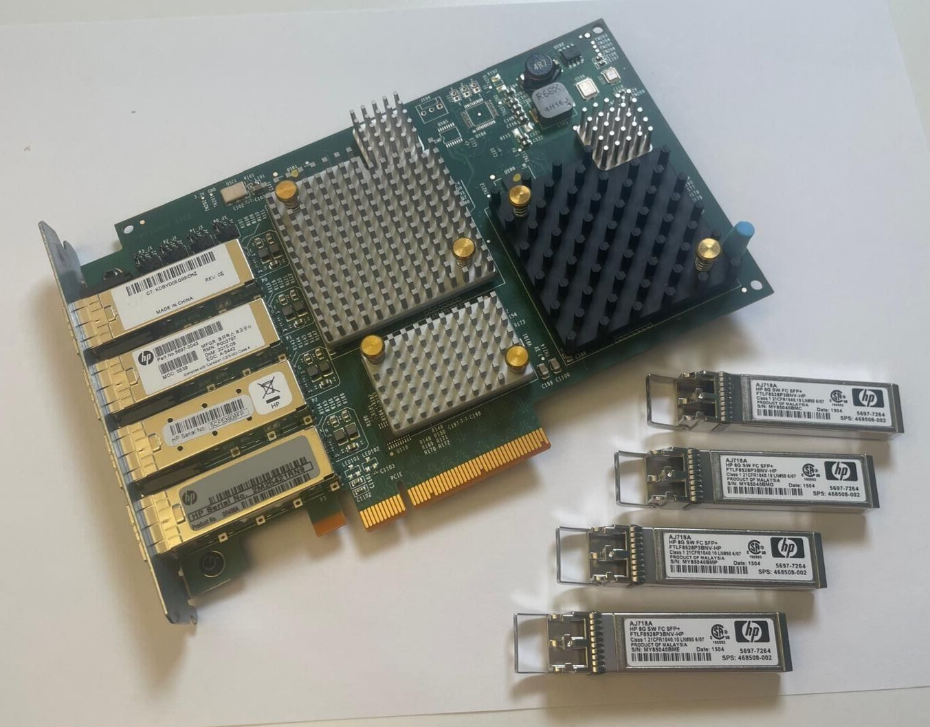 GENUINE HPE FC adapter 4-port 8 Gb/s StoreServ HP QR486A 5697-2043 + 4xSFP 3par