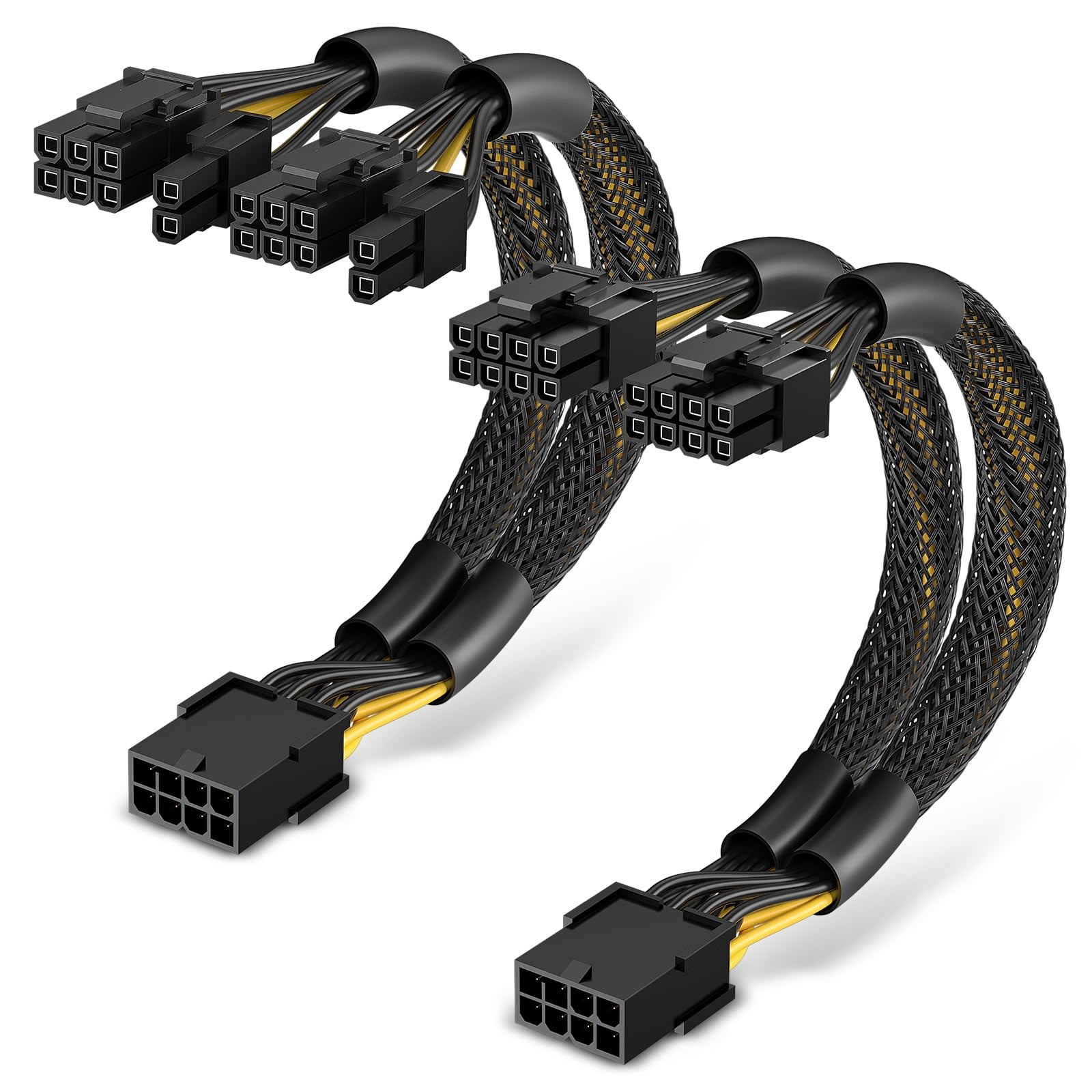 2-Pack PCIe 8 Pin to Dual 8 Pin (6+2) Power Adapter Cable, 9 Inches, with Hea...