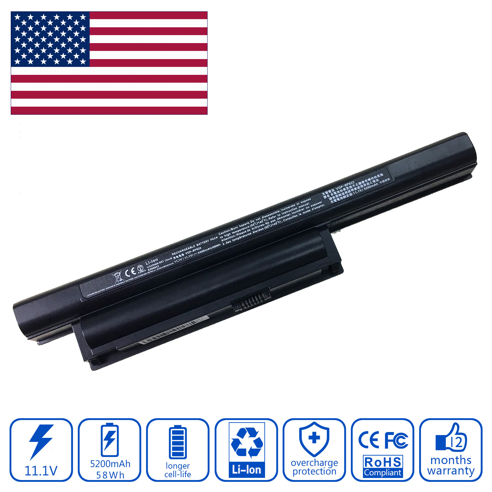 Battery for Sony Vaio VPCEA36FM/L VPCEA36FM/P VPCEA36FM/T VPCEB16FG VPCEB2Z1R