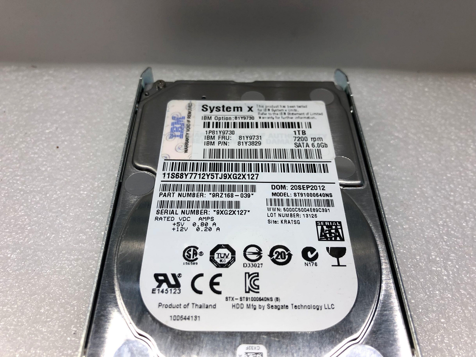 81Y9730 FOR IBM 1TB 7.2K 6GBPS SATA 2.5 inch SFF HS HARD DRIVE 81Y9731 81Y3829