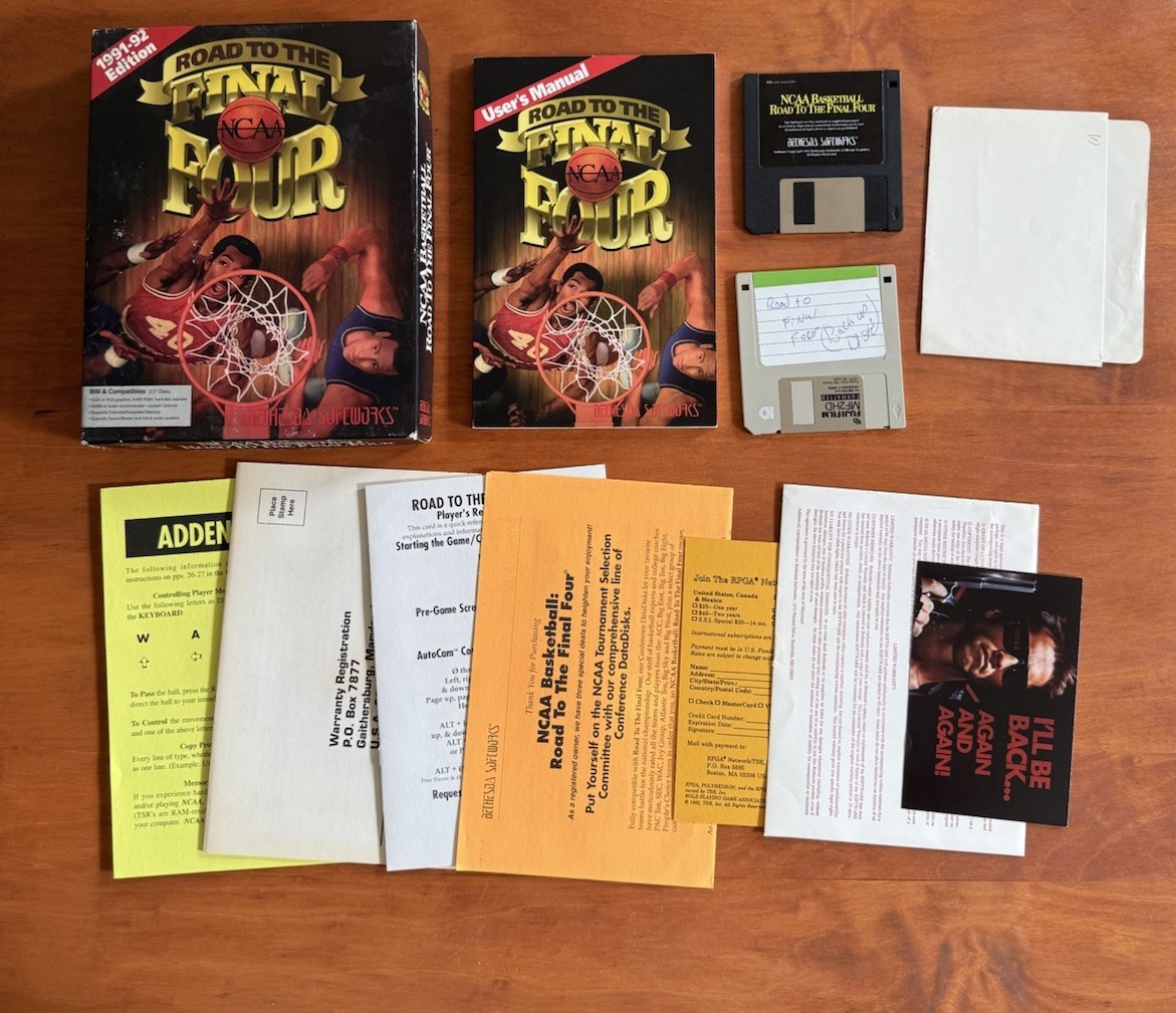 NCAA Basketball Road To The Final Four 1991-92 3.5" IBM + (PC Big Box) Fast Ship