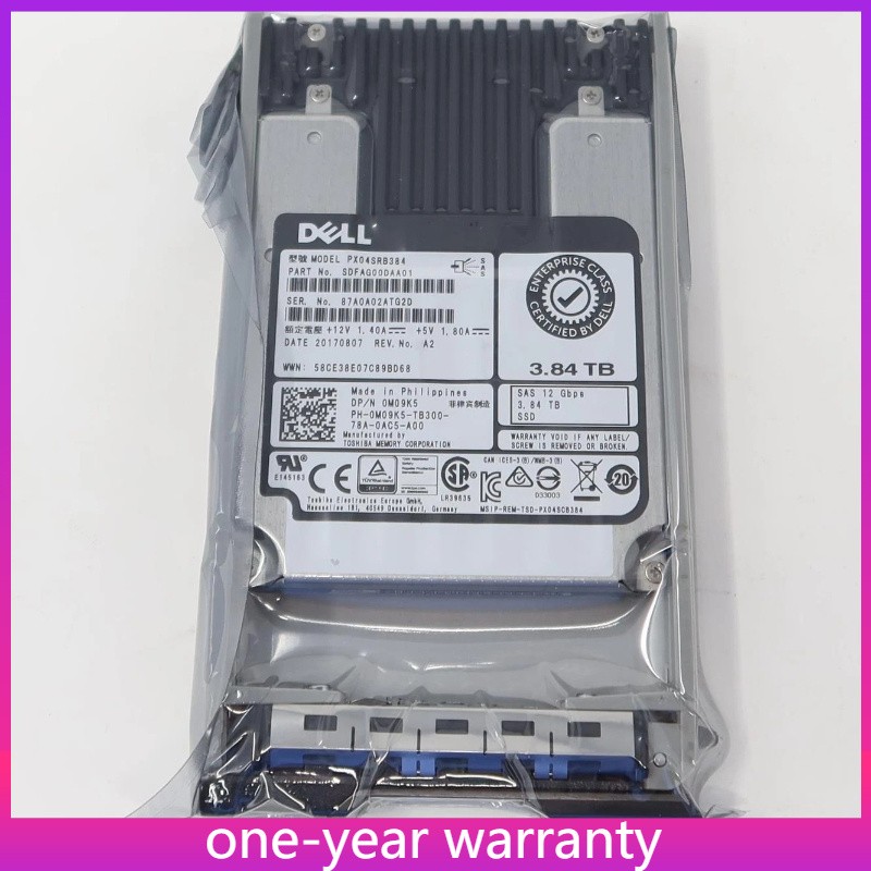 Dell M09K5 0M09K5 PX04SRB384 3.84TB 12G SFF 2.5"SAS MLC RI SSD Solid State Drive
