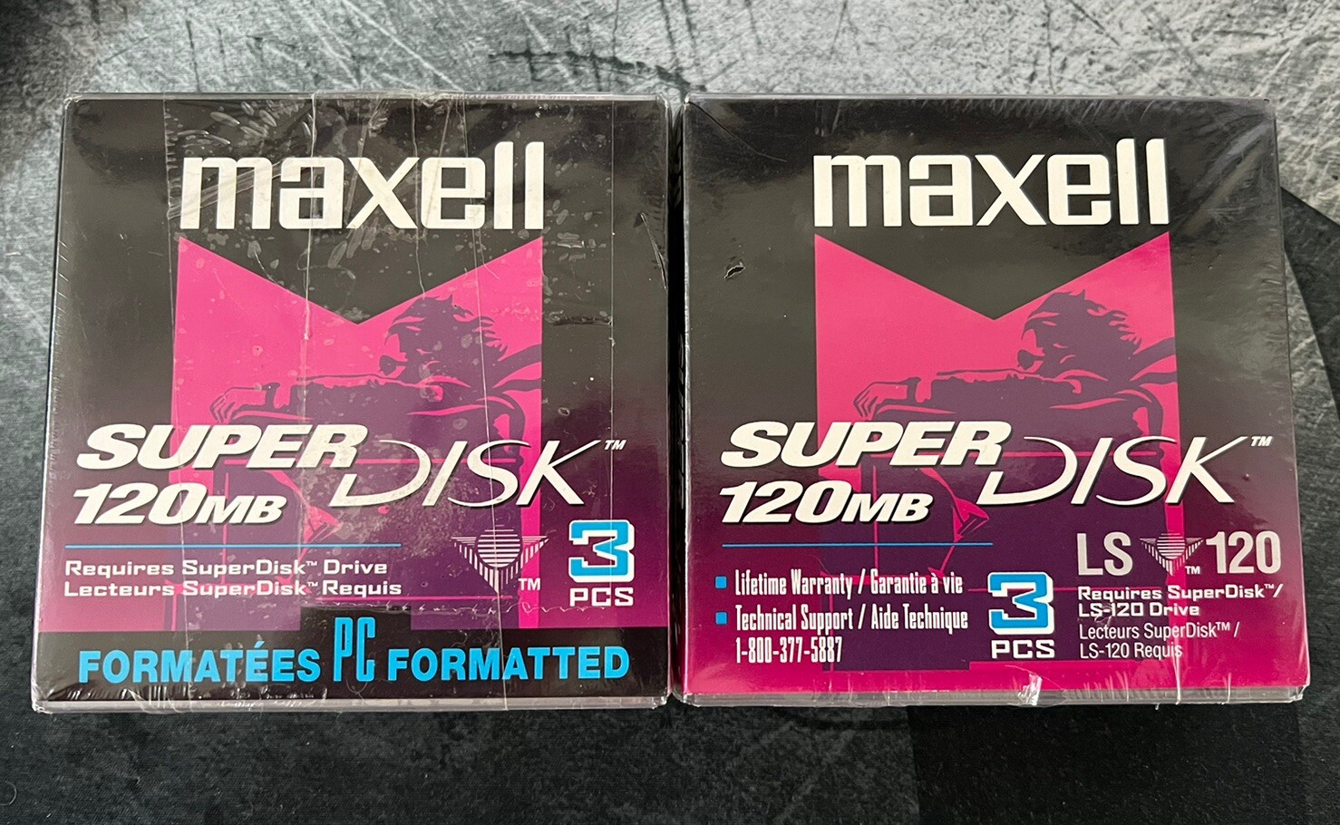 Vintage Maxell SuperDisk 120MB 2-3 Pack LS-120 Diskettes 3M New Sealed