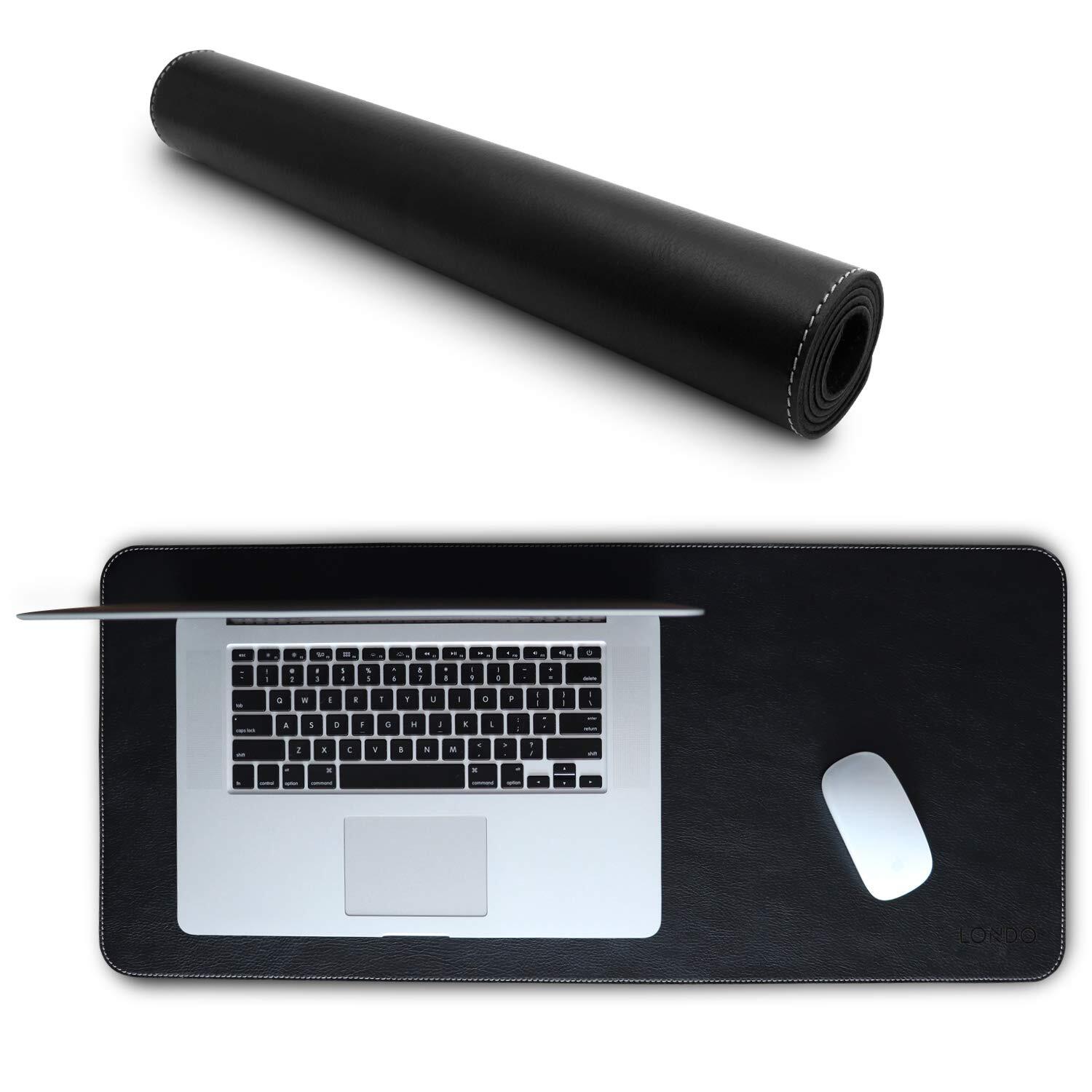 Top Grain Leather Extended Mouse Pad - Desk Mat Black