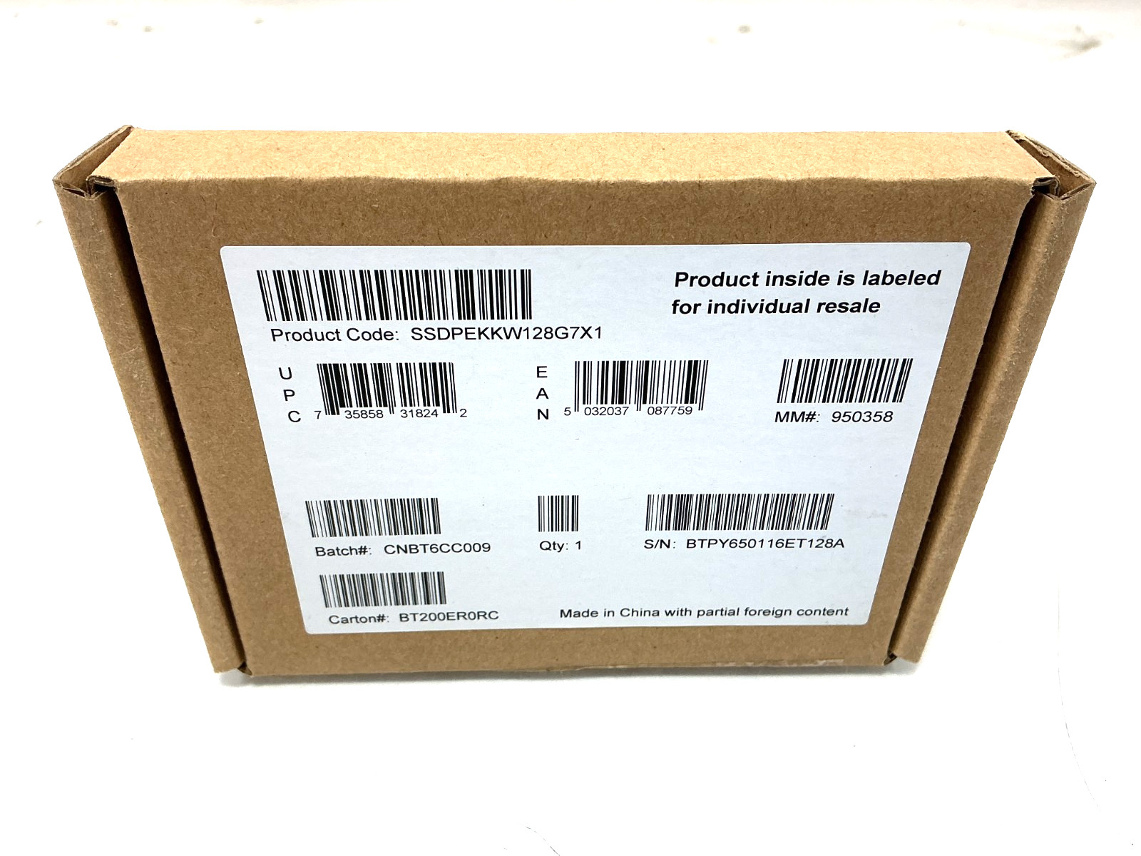 Intel 600p 128GB M.2 PCIe 3.0 NVMe 80mm SSD - SSDPEKKW128G7X1