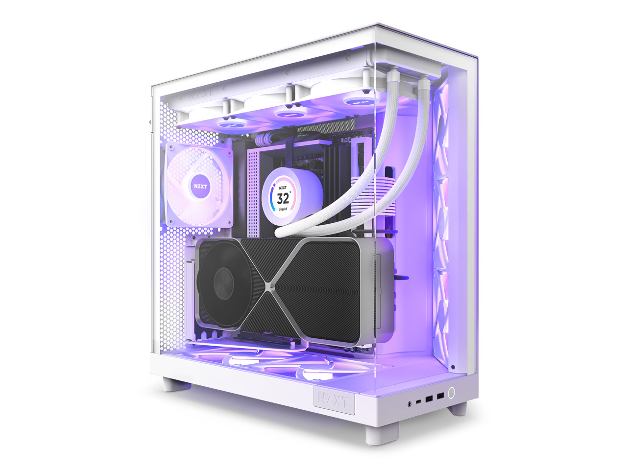 NZXT H6 FLOW RGB Compact Dual-Chamber Mid-Tower Airflow Case, White, CC-H61FW-R1