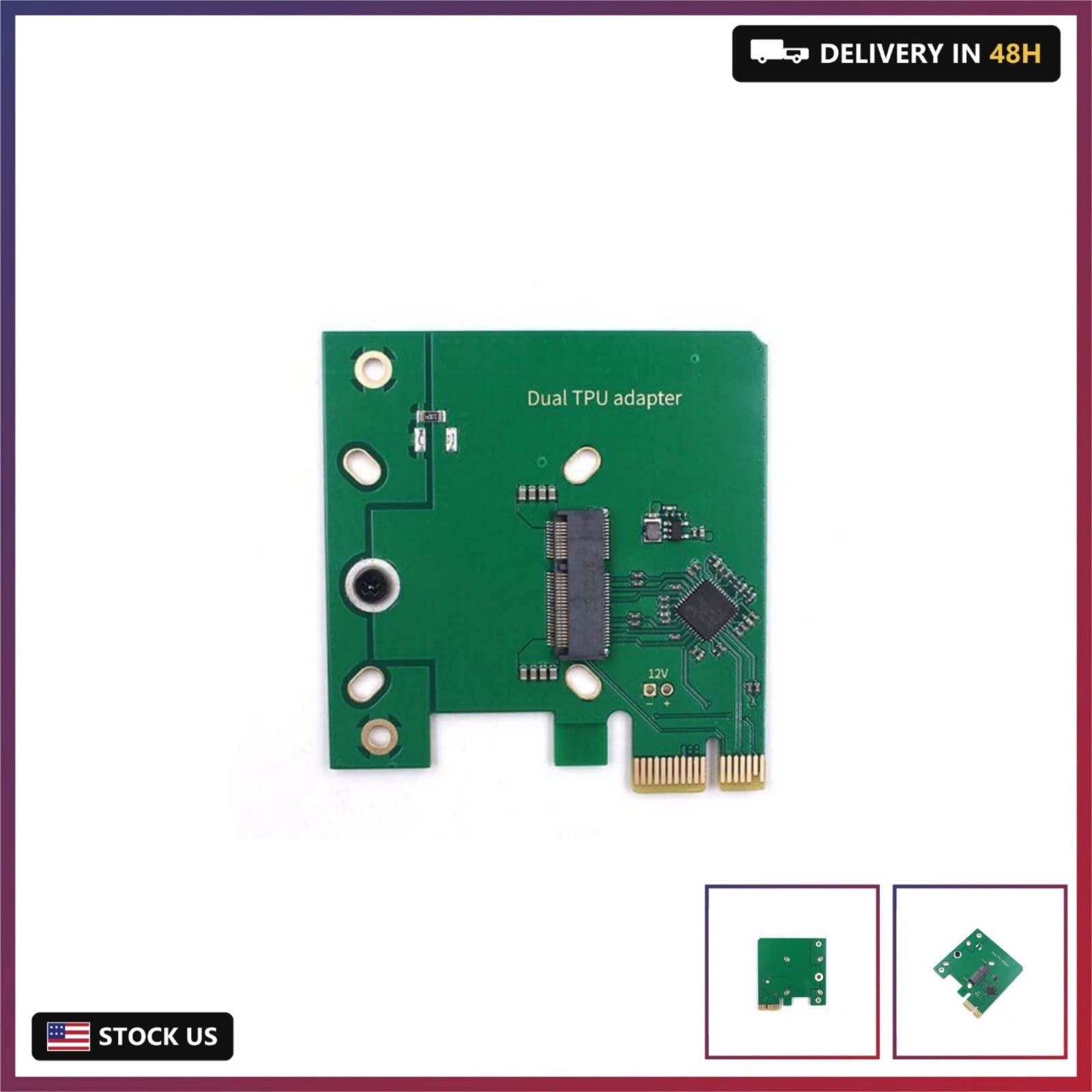 Dual Edge TPU PCIe x1 Low Profile Adapter - Coral Accelerator Board for Dual Edg