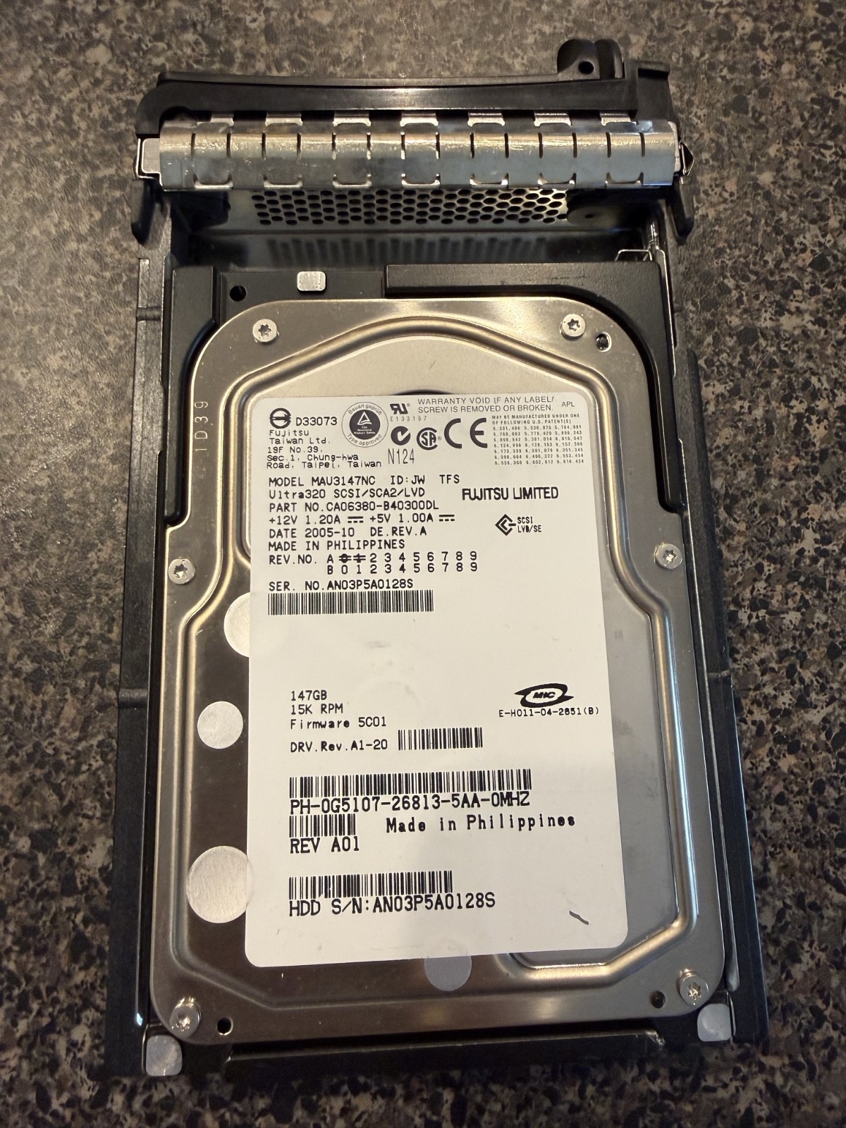 Hard Drive Fujitsu Enterprise MAU3147NC 147GB 15000RPM 8MB SCSI U320 3.5" Inch