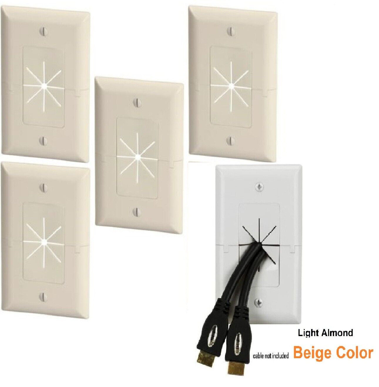 Split Wall Plate With Flexible Opening Almond-Beige Color Qty 5 NEW original Pak