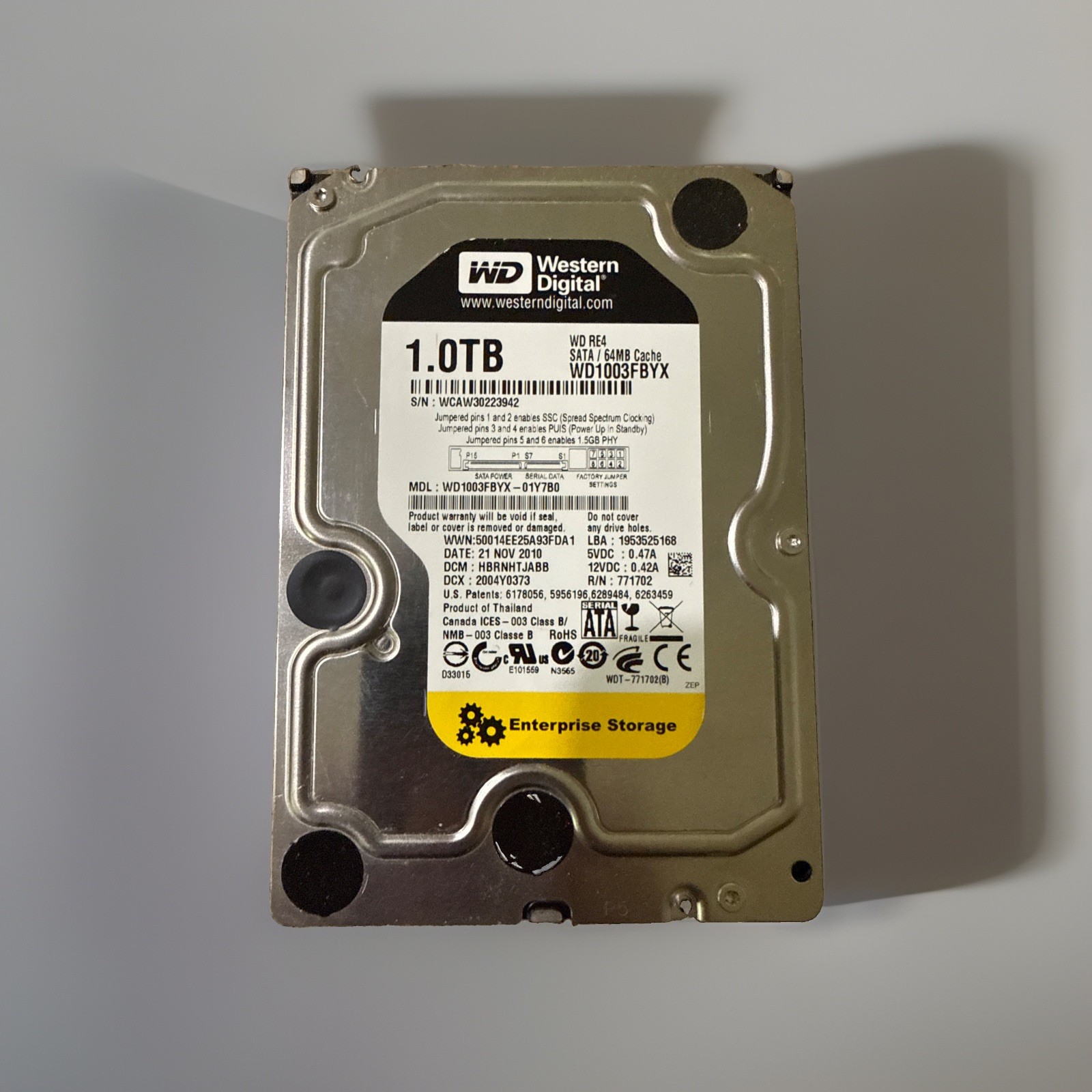 WESTERN DIGITAL WD RE3 ENTERPRISE WD1003FBYX 1TB 7200RPM 3.5" SATA HARD DRIVE
