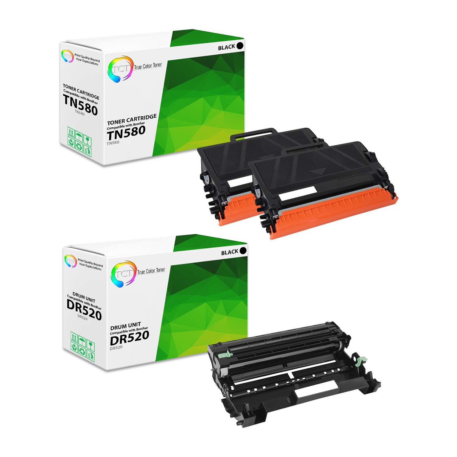 3Pk TCT Compatible TN580 HY DR520 For Brother HL-5240 5250 MFC-8460n Toner Drum