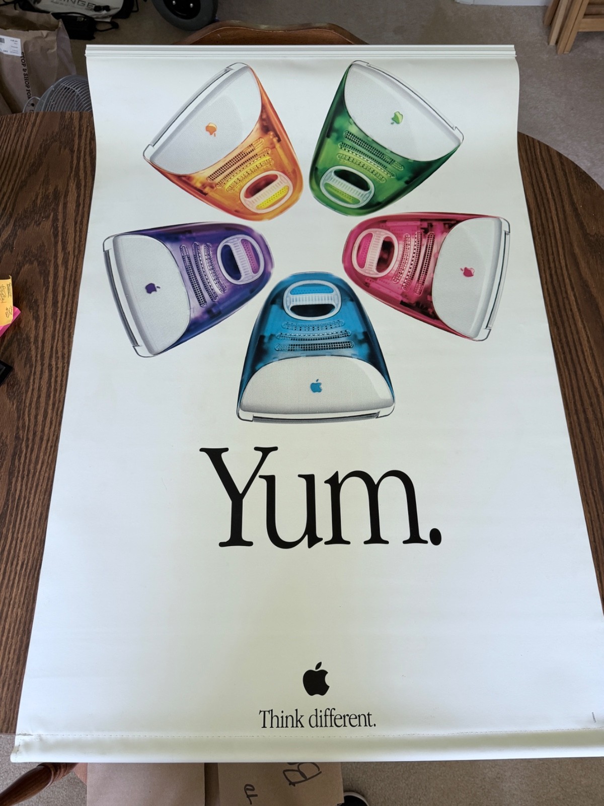 Apple iMac Yum 26 x 38 Vinyl Think Different 2 Sided Banner RARE Vintage Mac