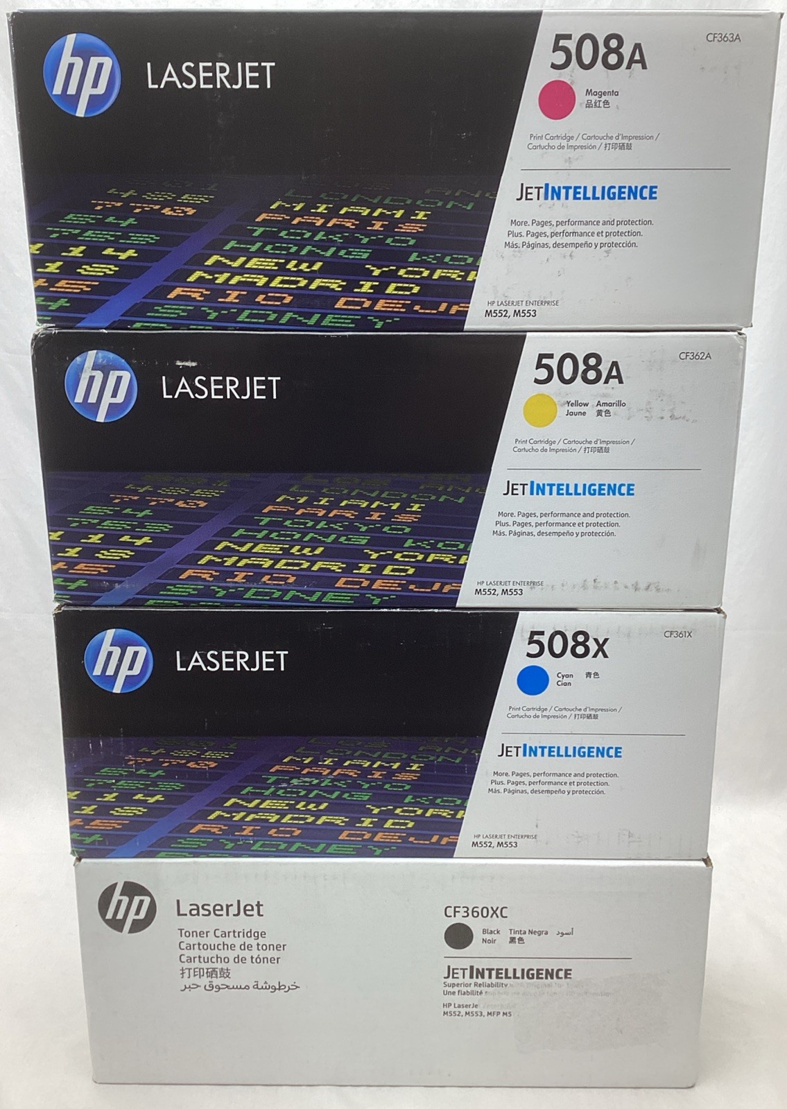 Genuine HP LaserJet 508X & 508A Toner Cartridge Set CF360XC CF361X CF362A CF363A