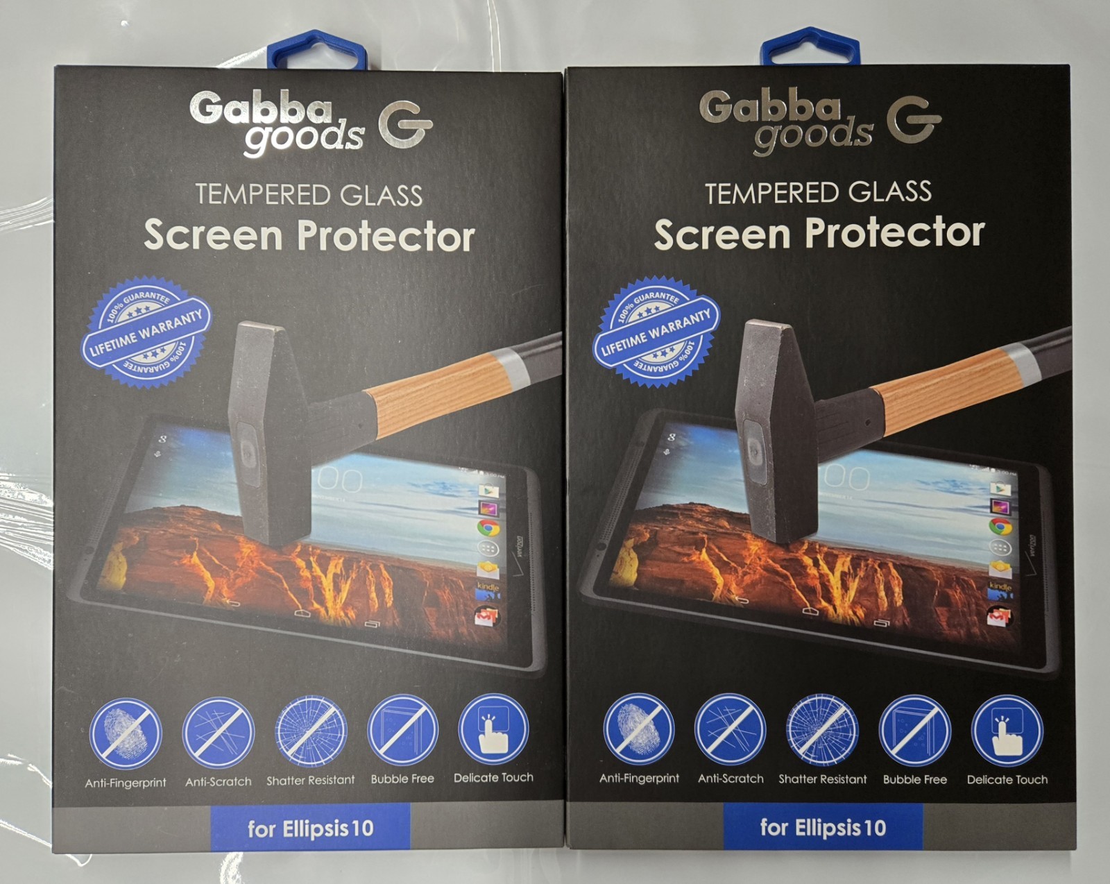GabbaGoods 2X Tempered Glass Screen Protector for Verizon Ellipsis 10  Clear