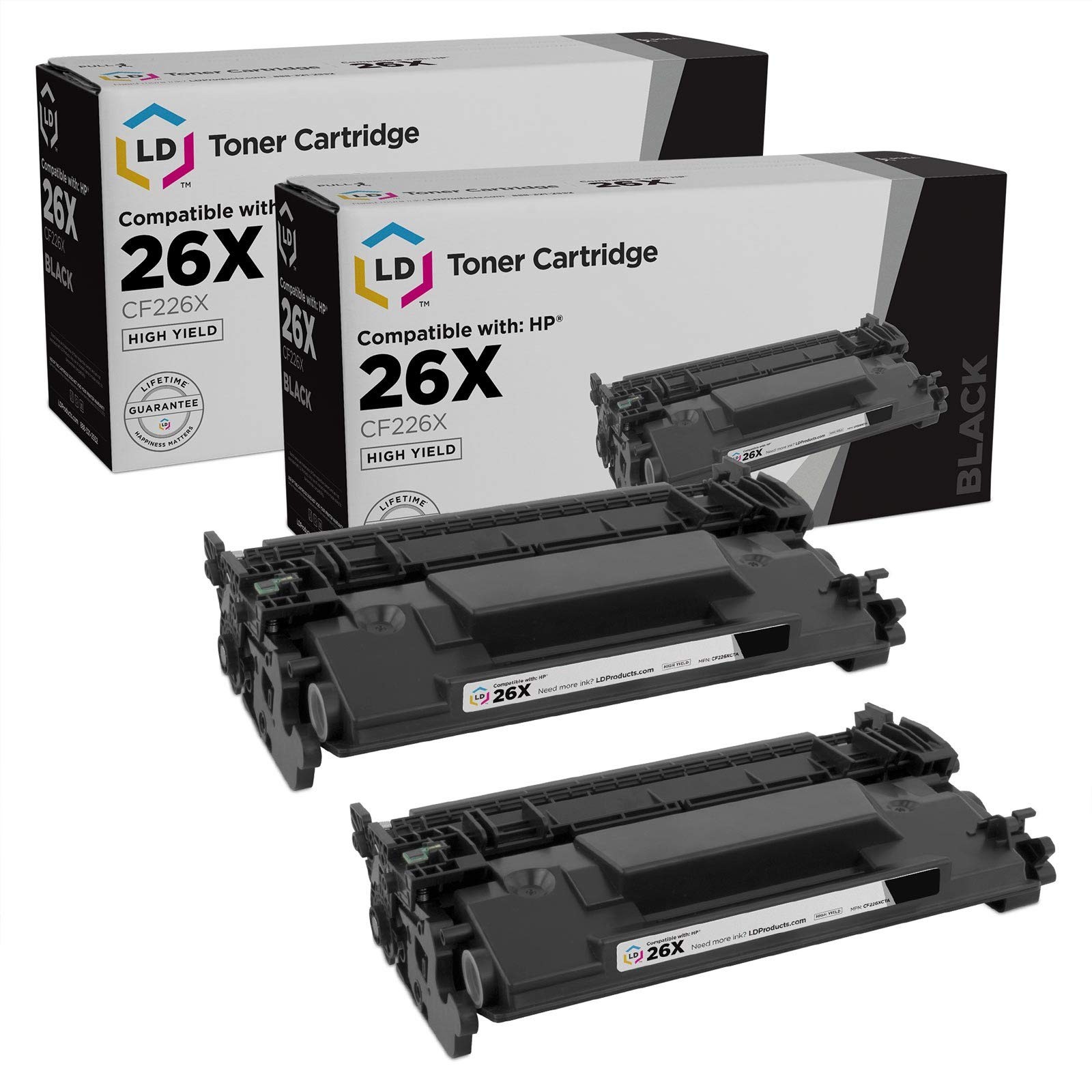 LD 2PK Replacement HP 26X CF226X Black Toner Cartridge LaserJet Pro M402d M426dw