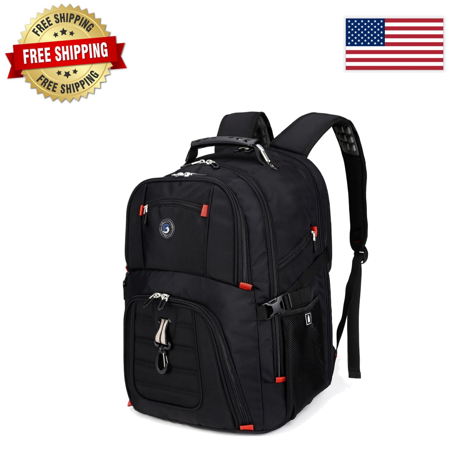 Water Resistant 50L Travel Laptop Backpack with Adjustable Straps | Black Design