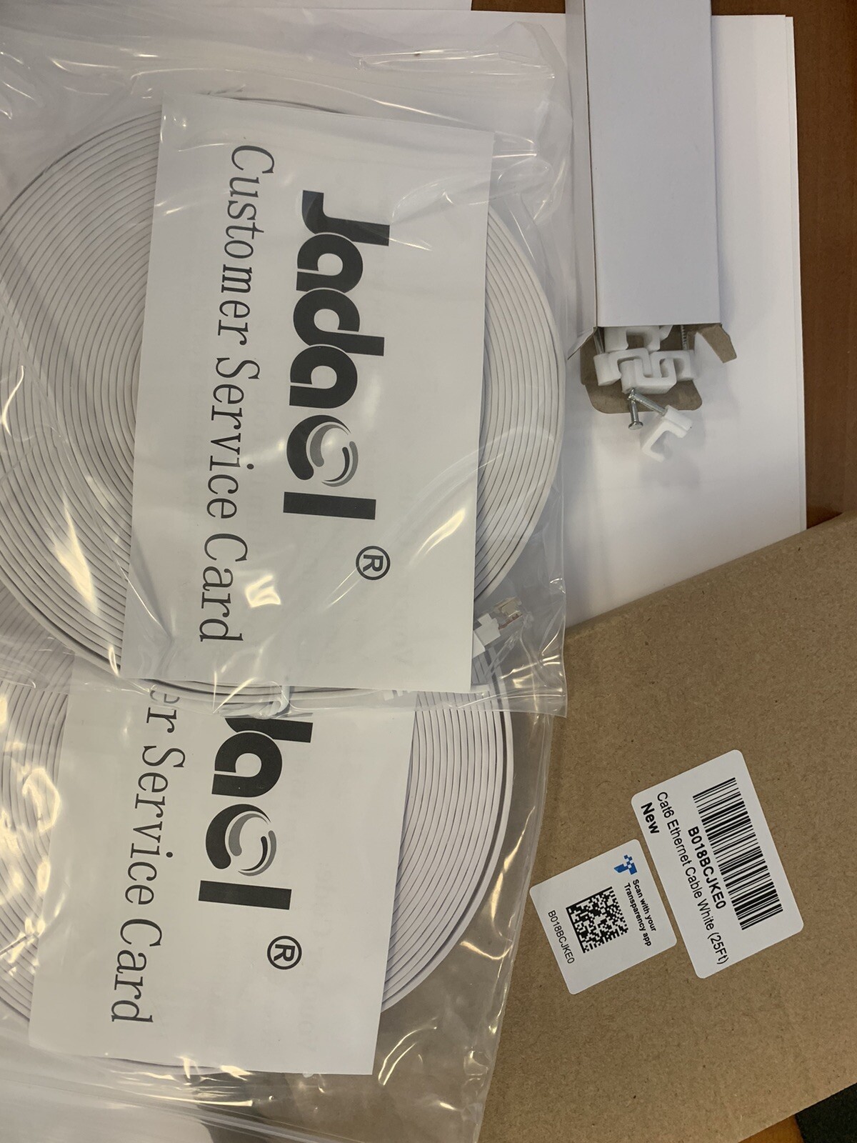 2X Two Jadaol Cat 6 Ethernet FLAT Cable, 25 ft, As In Photo, Ship From CA