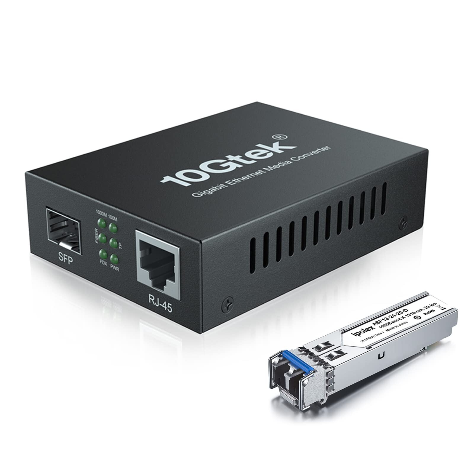 Gigabit Single-Mode LC Fiber to Ethernet Media Converter with A SFP LX Module...