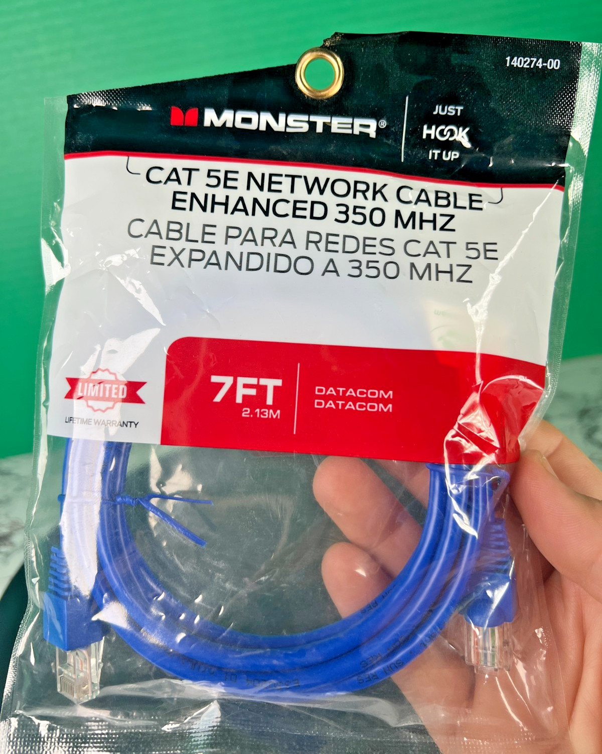 Monster Cat5e Ethernet Network Cable 7ft Blue Enhanced 350MHz RJ45