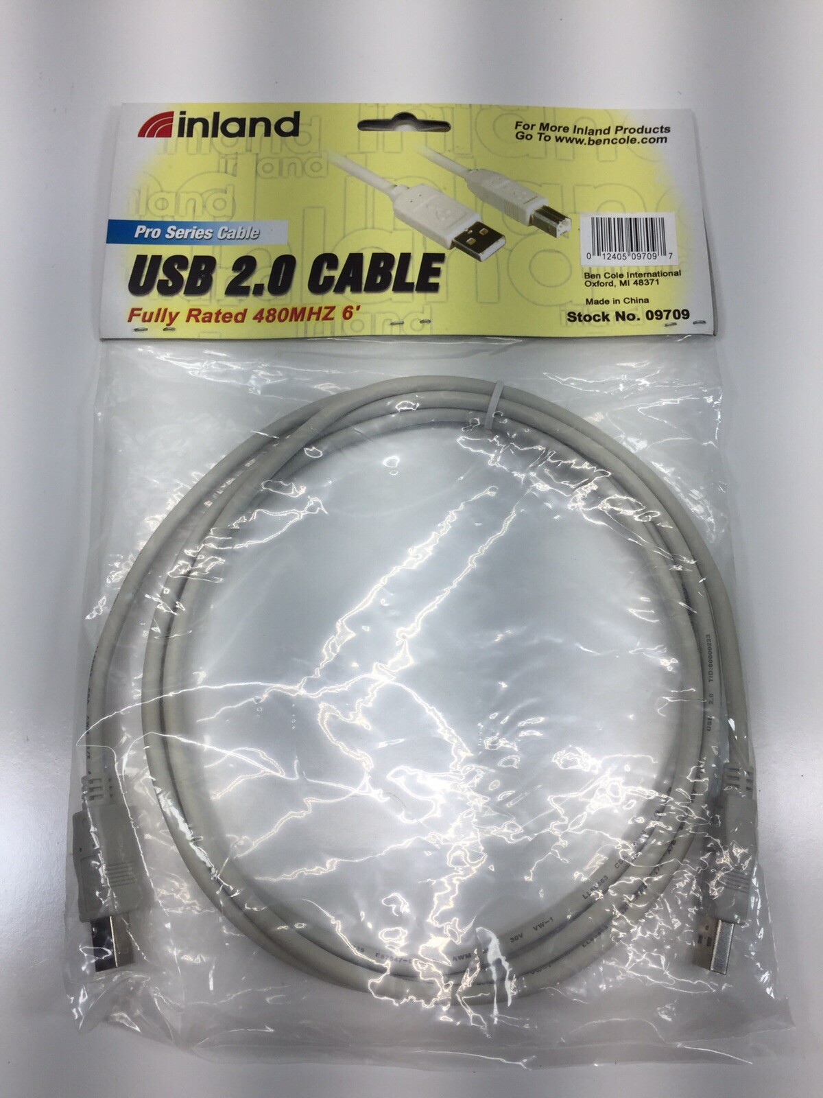 Printer Cable USB 2.0 Pro Series Cable 6' foot ~inland brand #09709 