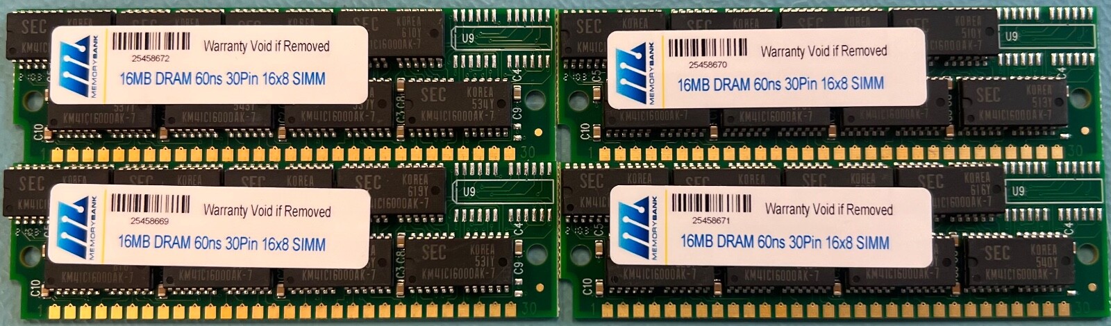 64MB 4 x 16MB 30pin 16x8 SIMM RAM MEMORY 70ns for APPLE Performa Quadra Mac llsi