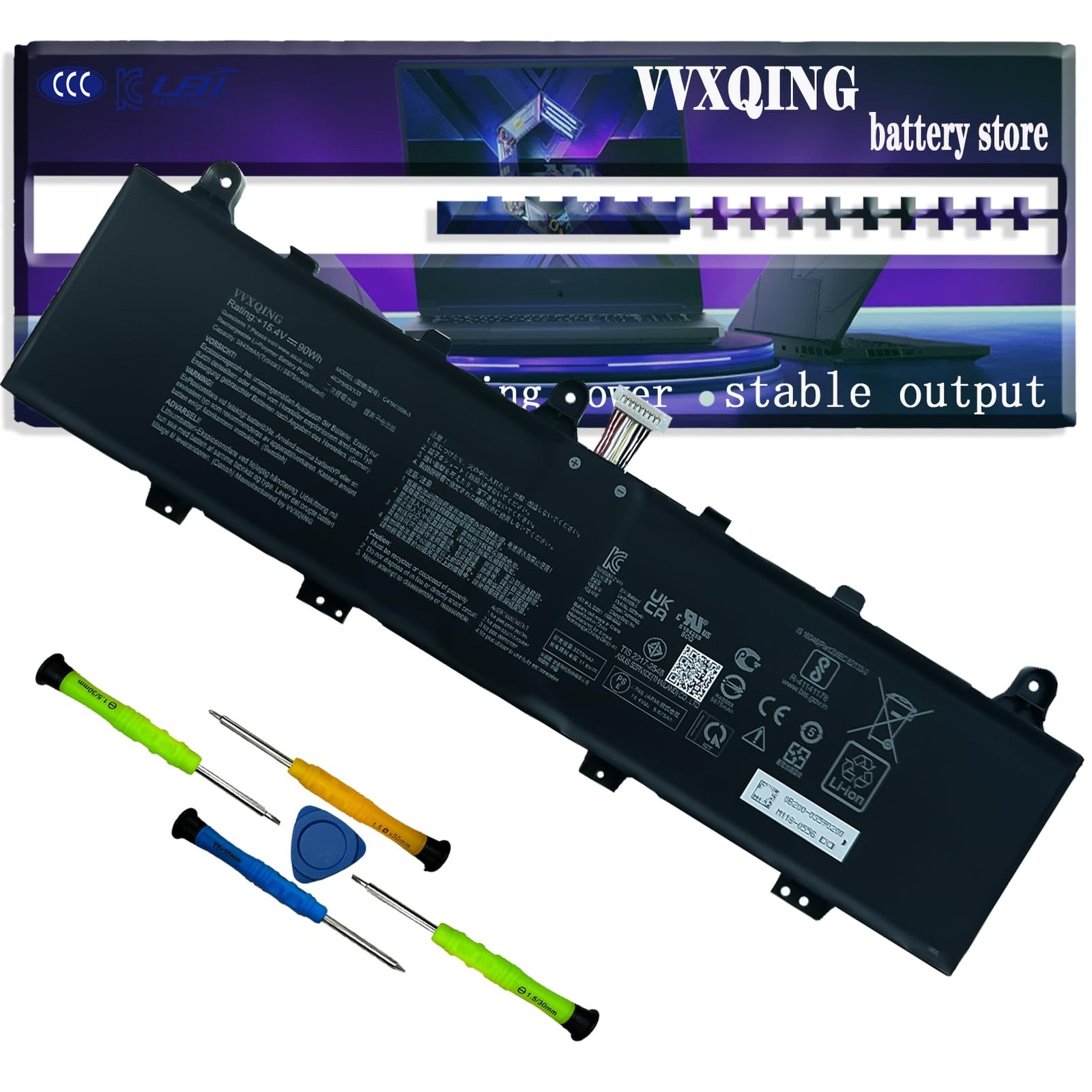 VVXQING C41N1906 (Short Line) C41N1906-3 90Wh Laptop Battery Replacement for ...