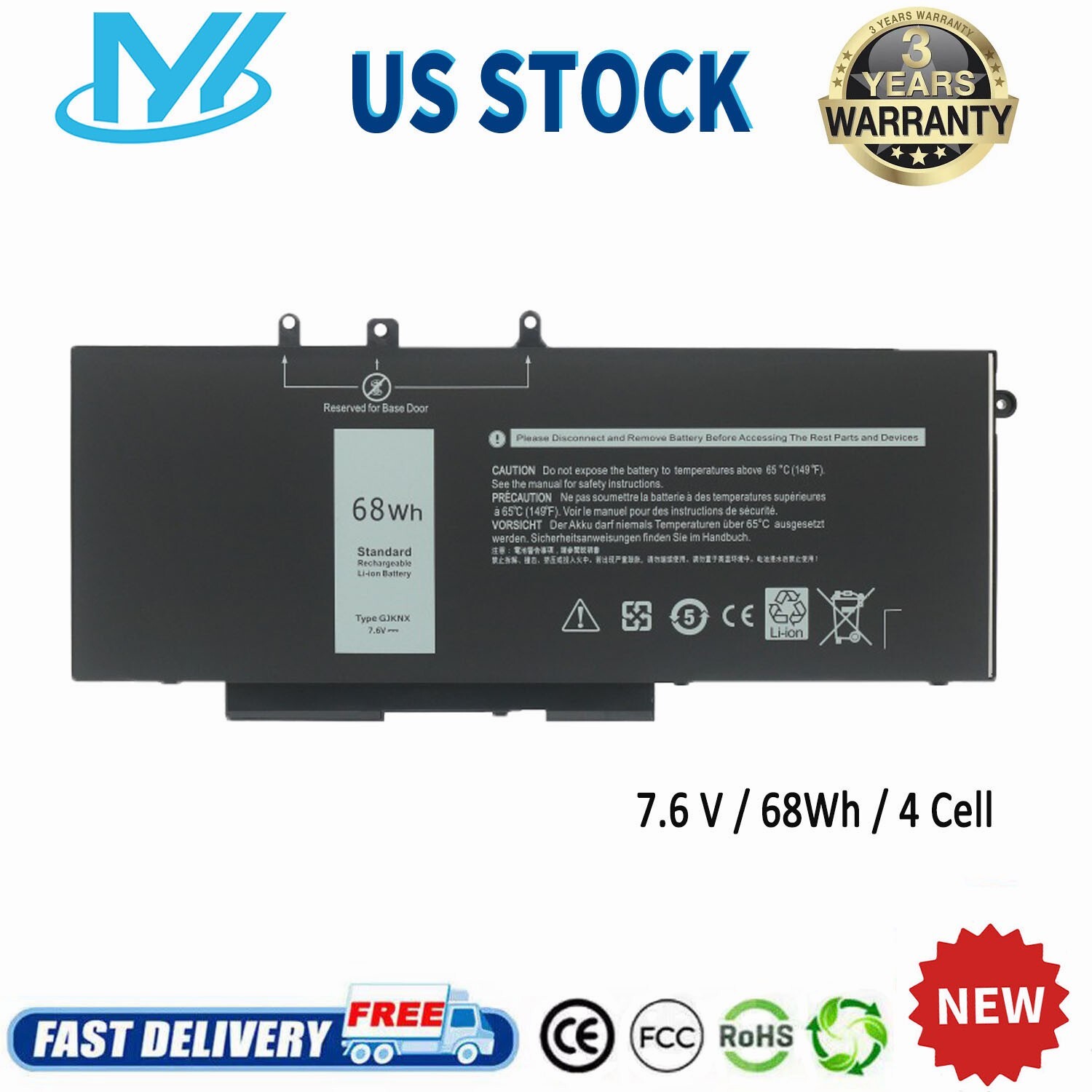 ✅GJKNX Laptop Battery For Dell Latitude 5480 5580 5280 5490 5491 5580 5590 5591