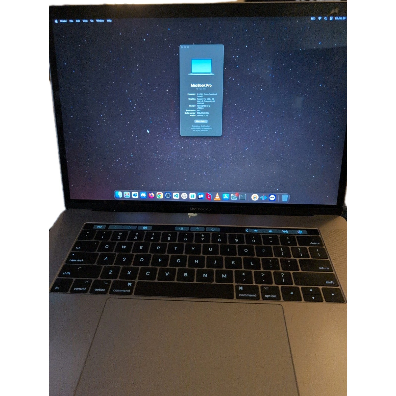 15" Apple MacBook Pro - 3.8Ghz Turbo i7 16GB 512GB SSD Touch Bar 