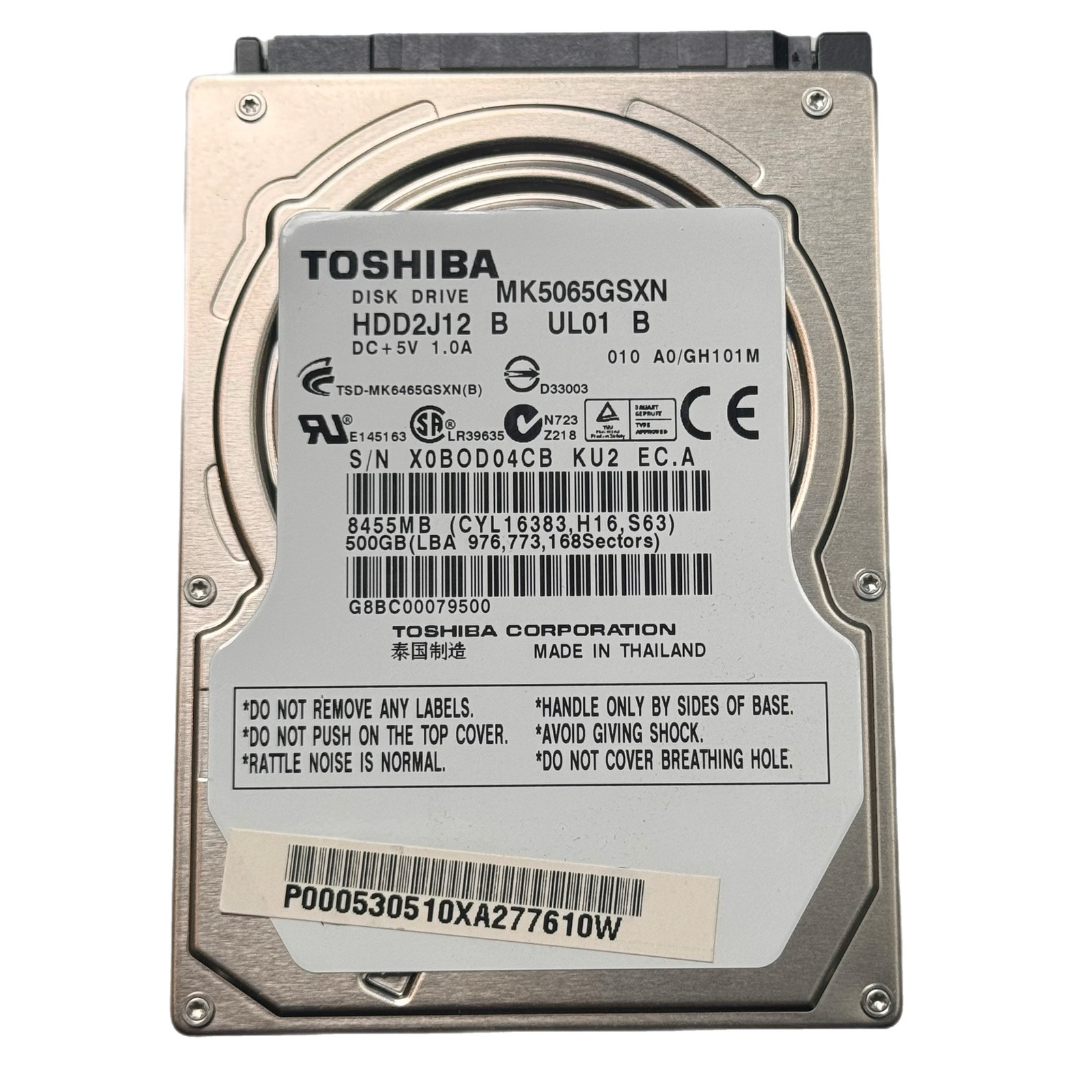 GENUINE TOSHIBA MK5065GSXN 500GB 5400RPM 2.5" SATA LAPTOP HDD HARD DRIVE HDD2J12