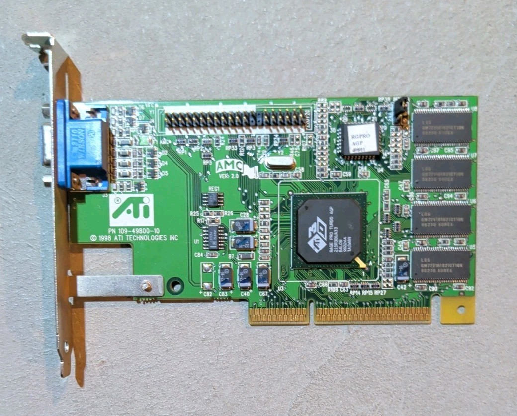 ATI TECHNOLOGIES  RAGE PRO TURBO AGP VER 2.0 PN 109-49800-11 VIDEO CARD
