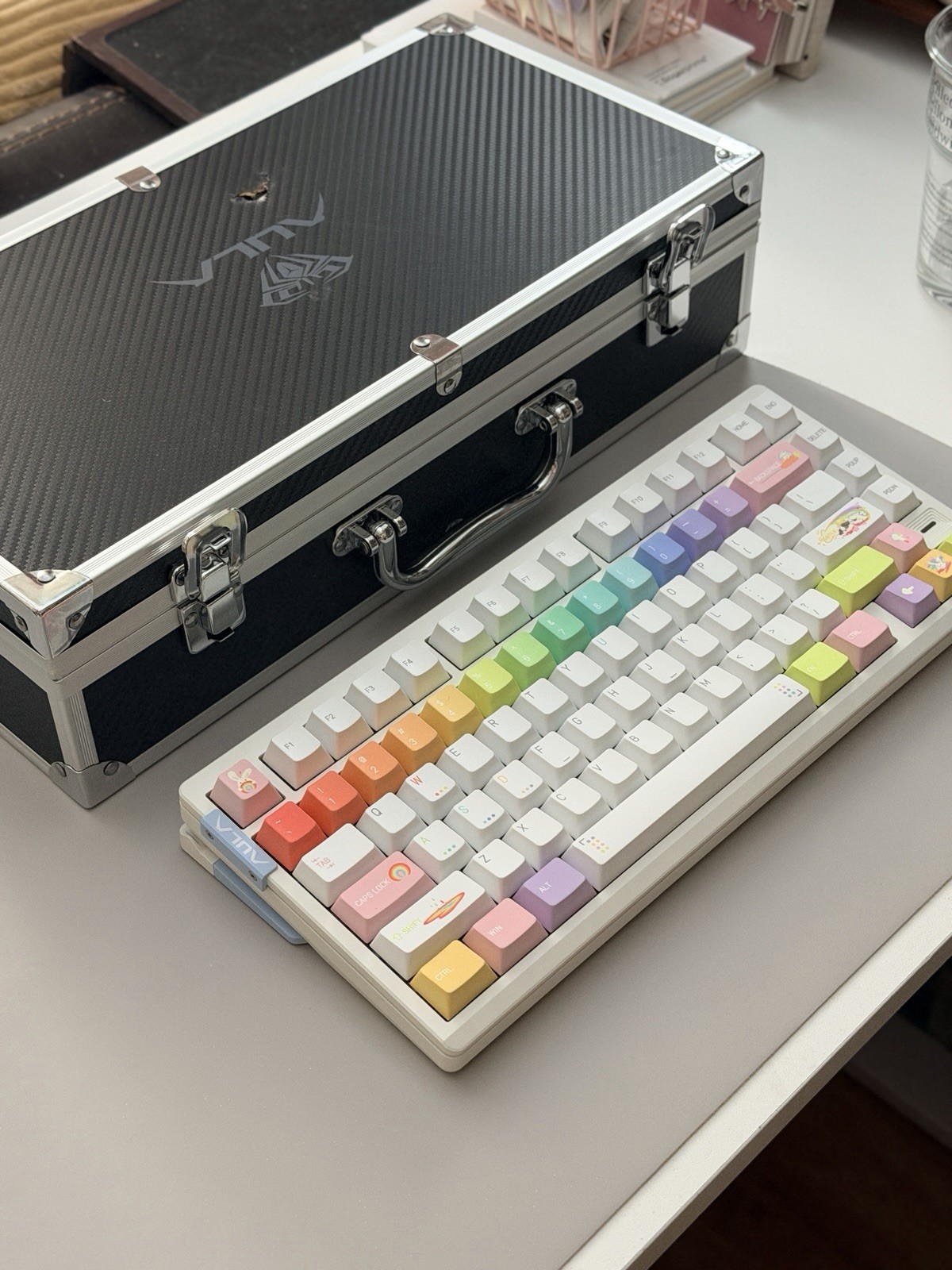 AULA AG75 Wired Aluminum Gaming Keyboard Rainbow White(Pro)