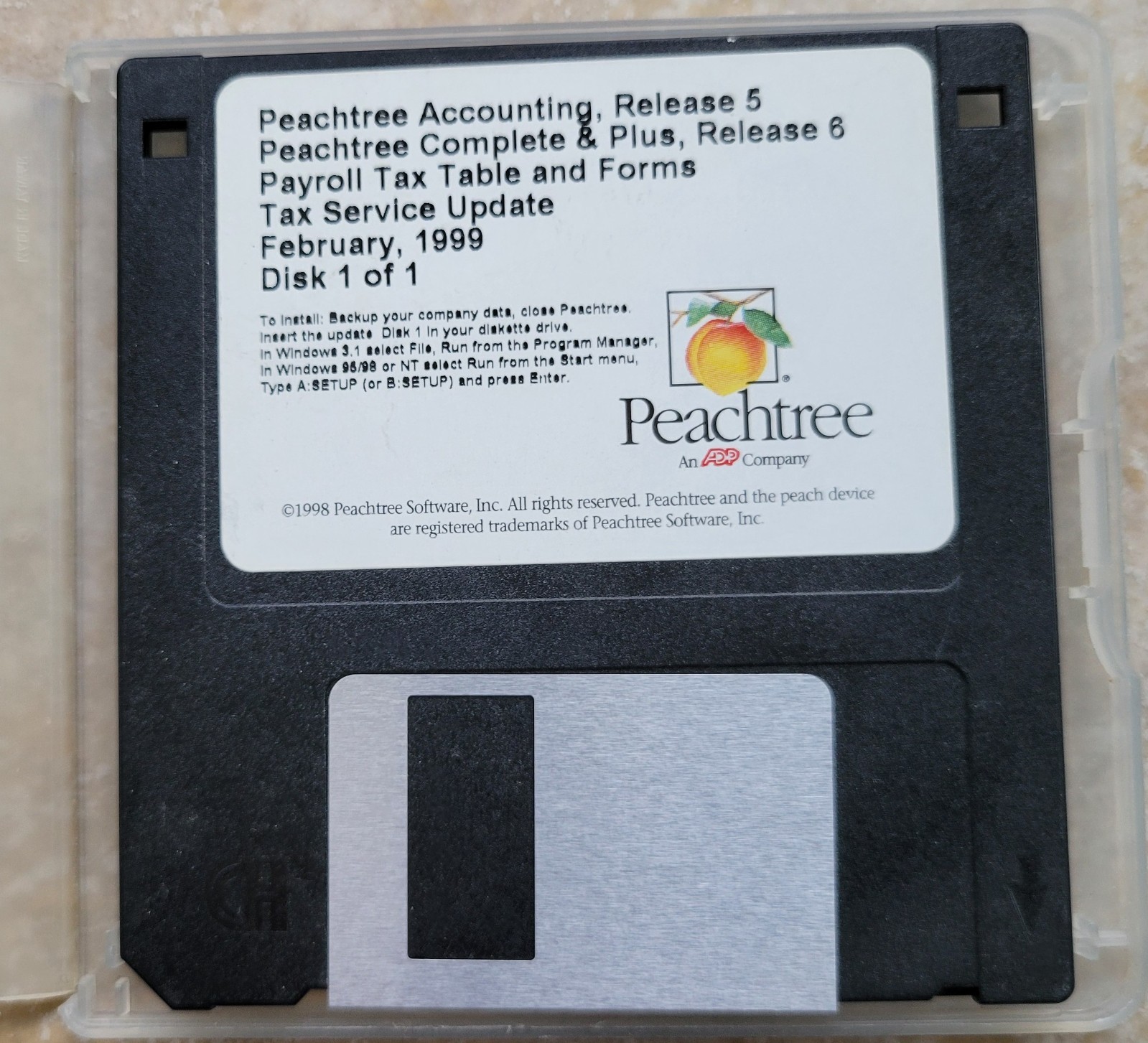 Vintage Floppy Diskette - Peachtree Accounting 5 & Complete Plus 6