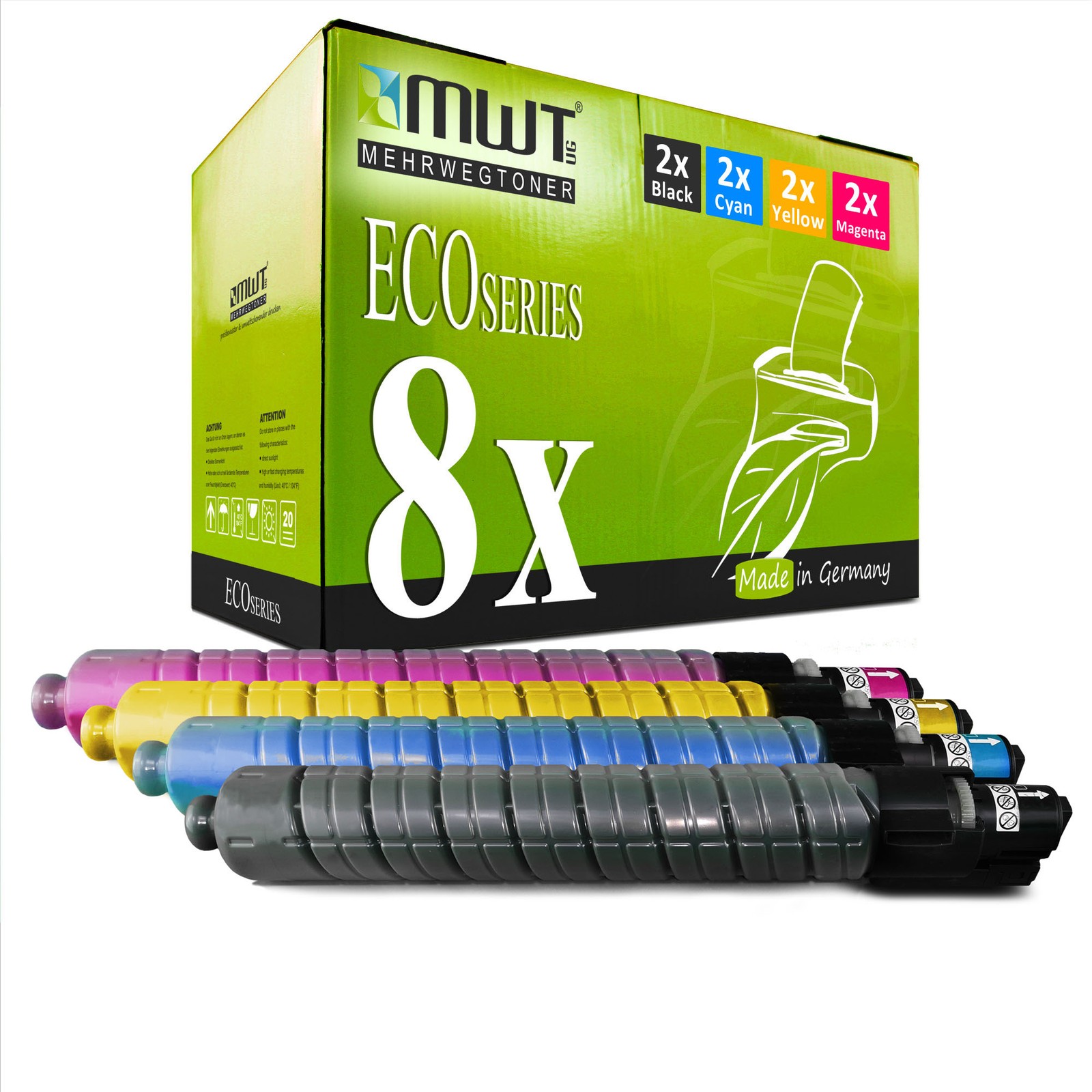8x Eco Cartridge for Ricoh Aficio MP C-4500-E MP C-3500-AD MP C-4500-AD